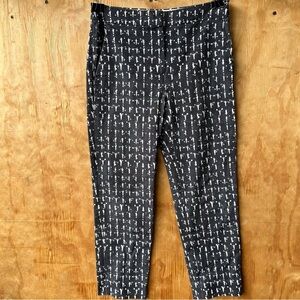 MaxMara Italy Black And White Print Ankle Trousers Petite